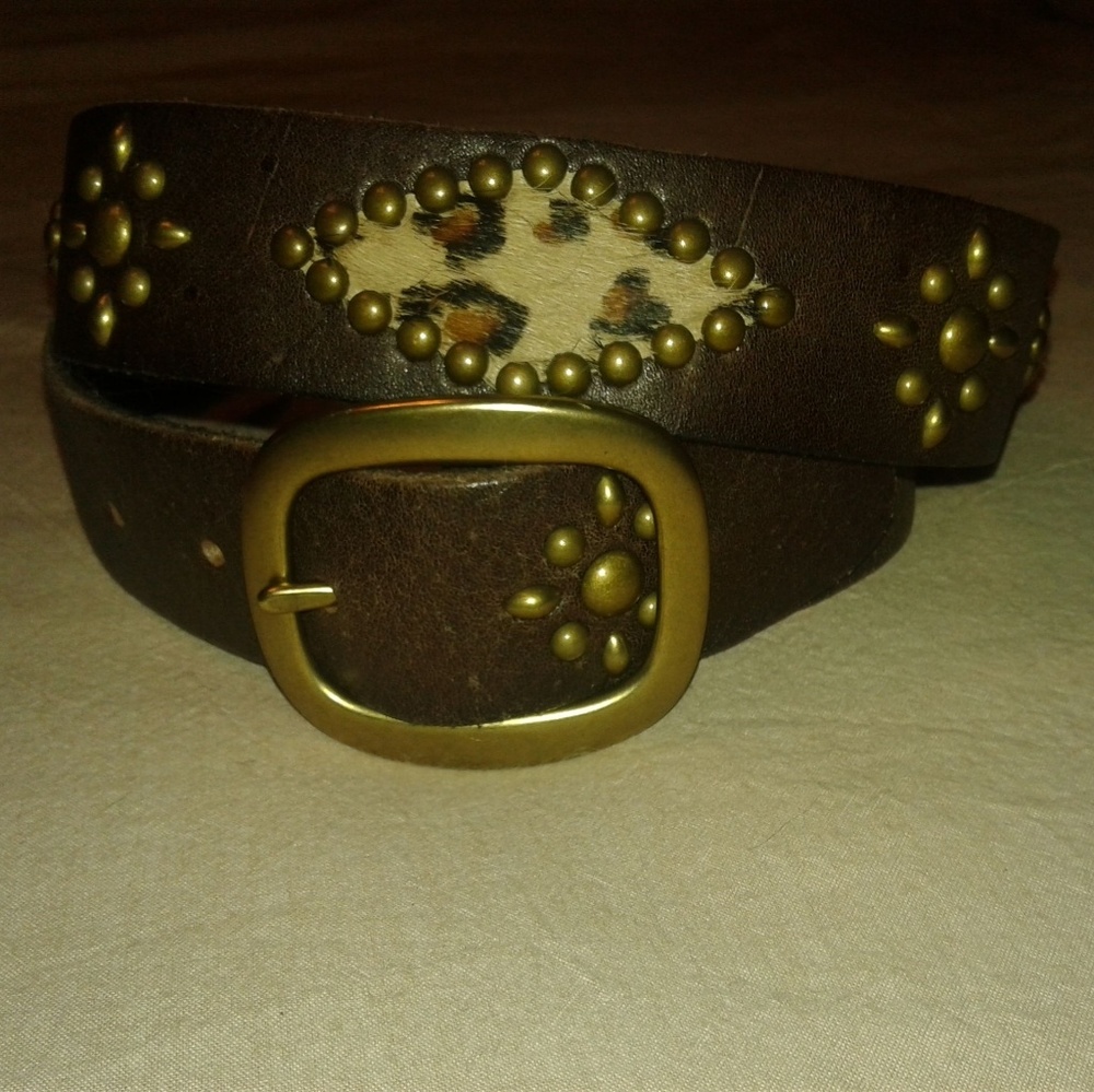 Rough Roses Leather & Leopard Print Belt